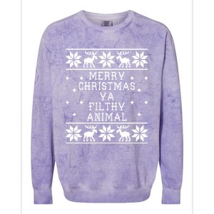 Merry Christmas Ya Filthy Animal Funny Ugly Christmas Colorblast Crewneck Sweatshirt