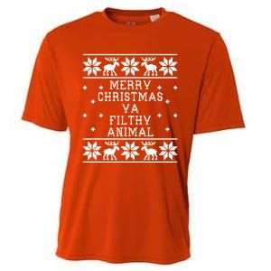 Merry Christmas Ya Filthy Animal Funny Ugly Christmas Cooling Performance Crew T-Shirt