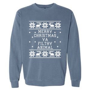 Merry Christmas Ya Filthy Animal Funny Ugly Christmas Garment-Dyed Sweatshirt