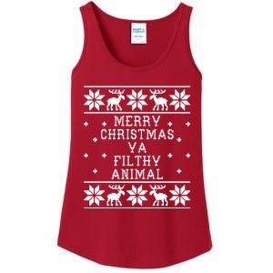 Merry Christmas Ya Filthy Animal Funny Ugly Christmas Ladies Essential Tank