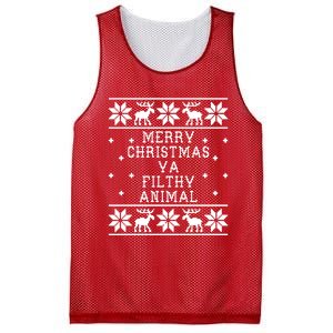 Merry Christmas Ya Filthy Animal Funny Ugly Christmas Mesh Reversible Basketball Jersey Tank