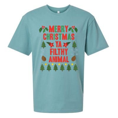 Merry Christmas Ya Filthy Animals Funny Christmas Gift Tee Sueded Cloud Jersey T-Shirt