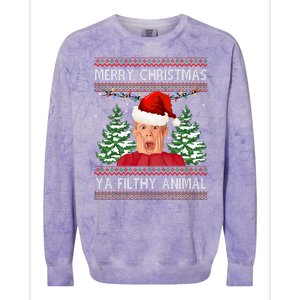 Merry Christmas Ya Filthy Animal Funny Ugly Christmas Colorblast Crewneck Sweatshirt