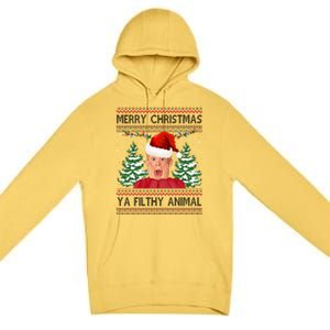 Merry Christmas Ya Filthy Animal Funny Ugly Christmas Premium Pullover Hoodie