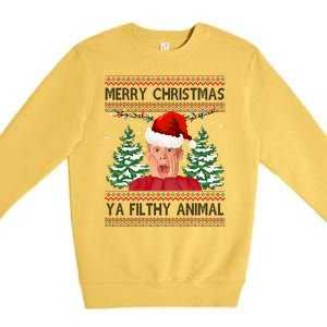 Merry Christmas Ya Filthy Animal Funny Ugly Christmas Premium Crewneck Sweatshirt