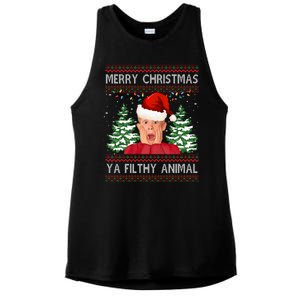 Merry Christmas Ya Filthy Animal Funny Ugly Christmas Ladies PosiCharge Tri-Blend Wicking Tank