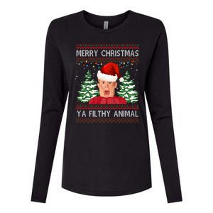 Merry Christmas Ya Filthy Animal Funny Ugly Christmas Womens Cotton Relaxed Long Sleeve T-Shirt