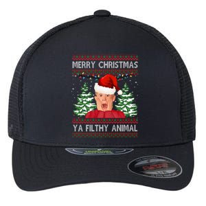 Merry Christmas Ya Filthy Animal Funny Ugly Christmas Flexfit Unipanel Trucker Cap