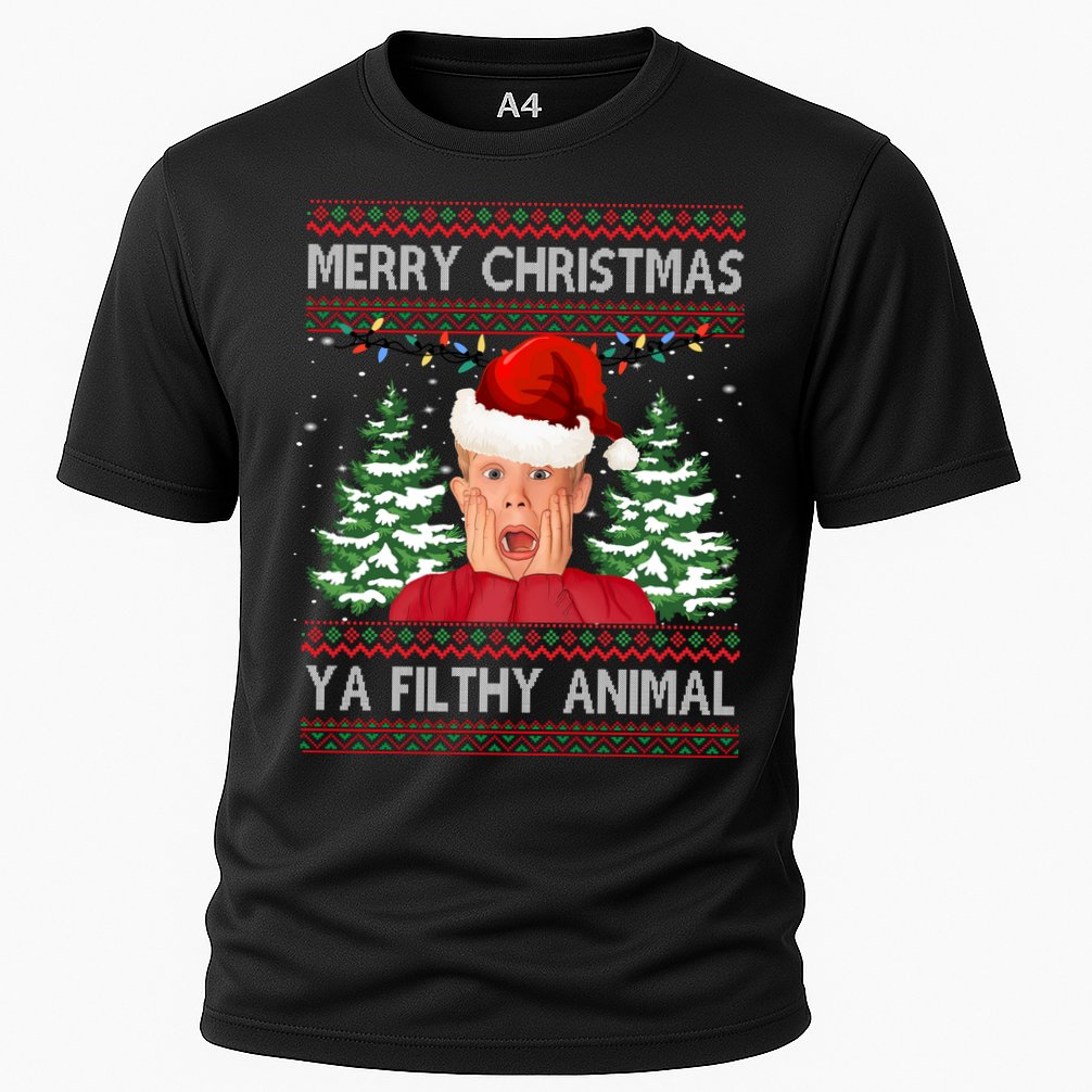Merry Christmas Ya Filthy Animal Funny Ugly Christmas Cooling Performance Crew T-Shirt