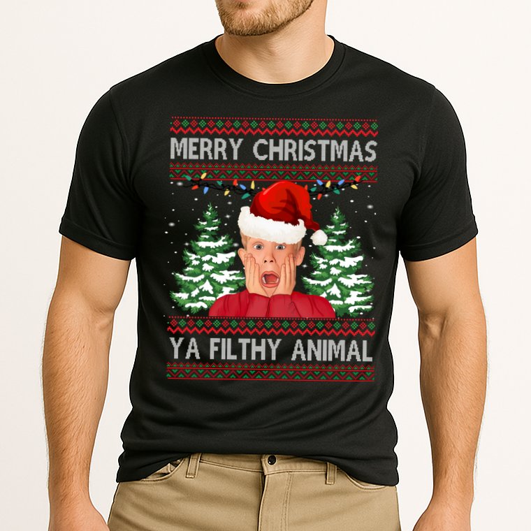 Merry Christmas Ya Filthy Animal Funny Ugly Christmas Cooling Performance Crew T-Shirt
