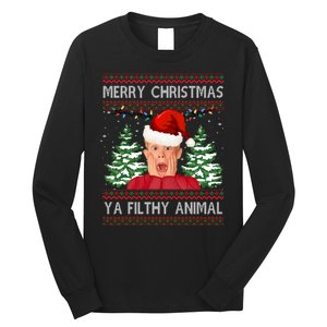 Merry Christmas Ya Filthy Animal Funny Ugly Christmas Long Sleeve Shirt