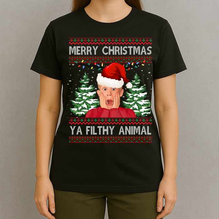 Merry Christmas Ya Filthy Animal Funny Ugly Christmas T-Shirt