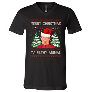 Merry Christmas Ya Filthy Animal Funny Ugly Christmas V-Neck T-Shirt