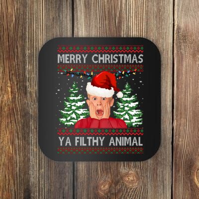 Merry Christmas Ya Filthy Animal Funny Ugly Christmas Coaster