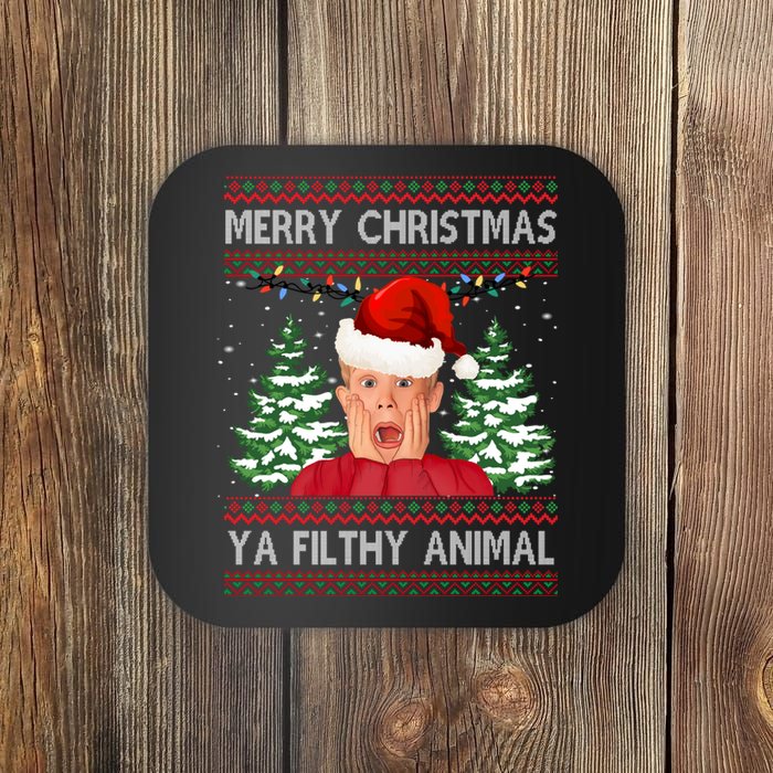 Merry Christmas Ya Filthy Animal Funny Ugly Christmas Coaster