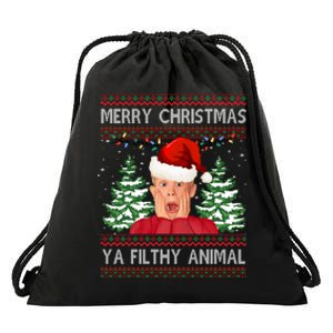 Merry Christmas Ya Filthy Animal Funny Ugly Christmas Drawstring Bag