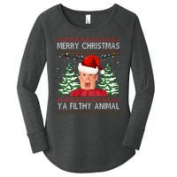 Merry Christmas Ya Filthy Animal Funny Ugly Christmas Women's Perfect Tri Tunic Long Sleeve Shirt