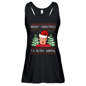 Merry Christmas Ya Filthy Animal Funny Ugly Christmas Ladies Essential Flowy Tank