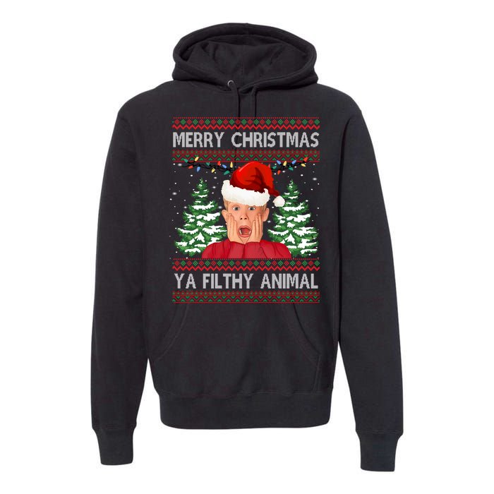 Merry Christmas Ya Filthy Animal Funny Ugly Christmas Premium Hoodie