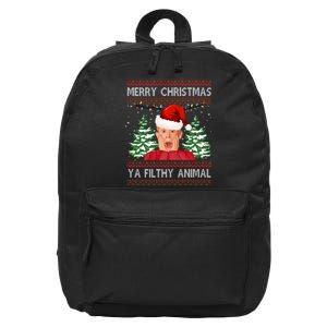 Merry Christmas Ya Filthy Animal Funny Ugly Christmas 16 in Basic Backpack