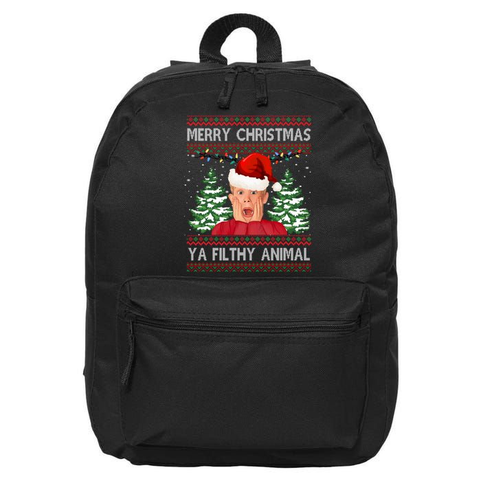 Merry Christmas Ya Filthy Animal Funny Ugly Christmas 16 in Basic Backpack