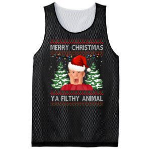 Merry Christmas Ya Filthy Animal Funny Ugly Christmas Mesh Reversible Basketball Jersey Tank