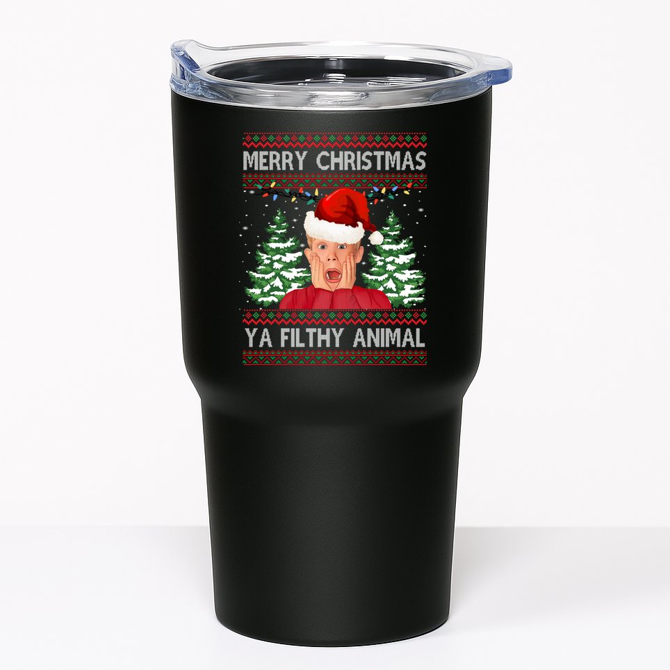 Merry Christmas Ya Filthy Animal Funny Ugly Christmas Tumbler