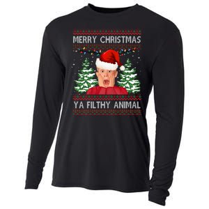 Merry Christmas Ya Filthy Animal Funny Ugly Christmas Cooling Performance Long Sleeve Crew