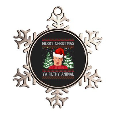 Merry Christmas Ya Filthy Animal Funny Ugly Christmas Metallic Star Ornament