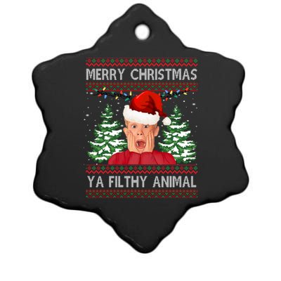 Merry Christmas Ya Filthy Animal Funny Ugly Christmas Ceramic Star Ornament