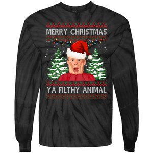 Merry Christmas Ya Filthy Animal Funny Ugly Christmas Tie-Dye Long Sleeve Shirt