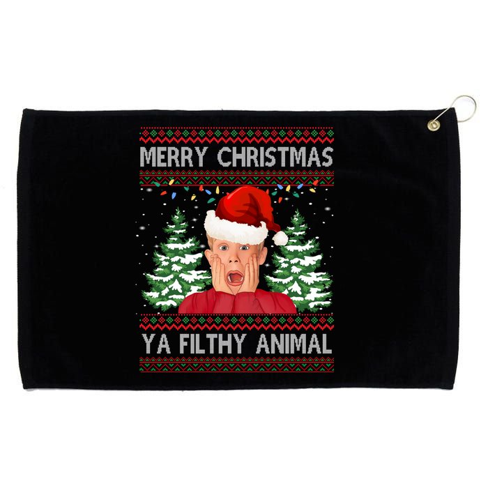 Merry Christmas Ya Filthy Animal Funny Ugly Christmas Grommeted Golf Towel