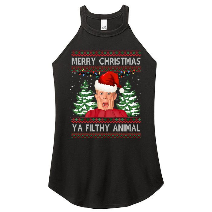 Merry Christmas Ya Filthy Animal Funny Ugly Christmas Women's Perfect Tri Rocker Tank