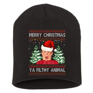 Merry Christmas Ya Filthy Animal Funny Ugly Christmas Short Acrylic Beanie