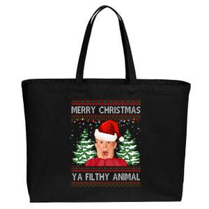 Merry Christmas Ya Filthy Animal Funny Ugly Christmas Cotton Canvas Jumbo Tote