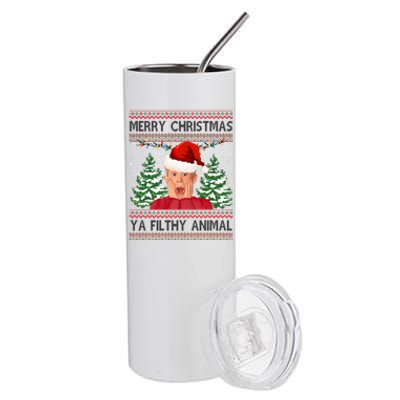 Merry Christmas Ya Filthy Animal Funny Ugly Christmas Stainless Steel Tumbler