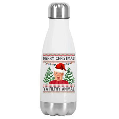 Merry Christmas Ya Filthy Animal Funny Ugly Christmas Stainless Steel Insulated Water Bottle