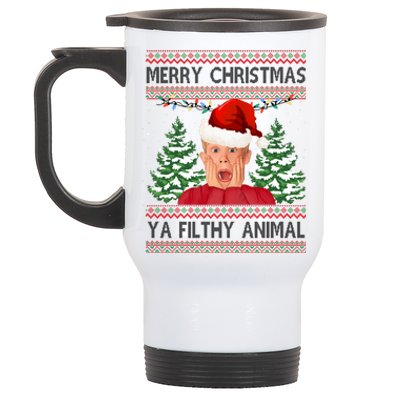 Merry Christmas Ya Filthy Animal Funny Ugly Christmas Stainless Steel Travel Mug