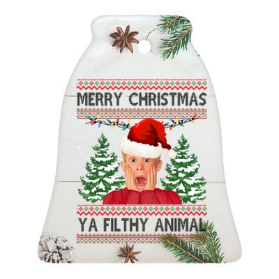 Merry Christmas Ya Filthy Animal Funny Ugly Christmas Ceramic Bell Ornament