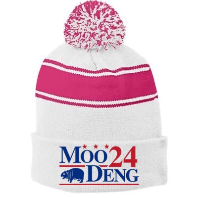 Moo Deng 2024 Stripe Pom Pom Beanie