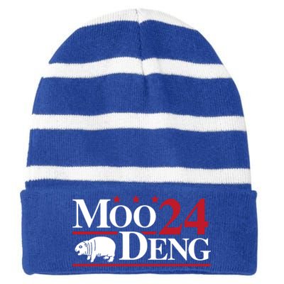 Moo Deng 2024 Striped Beanie with Solid Band