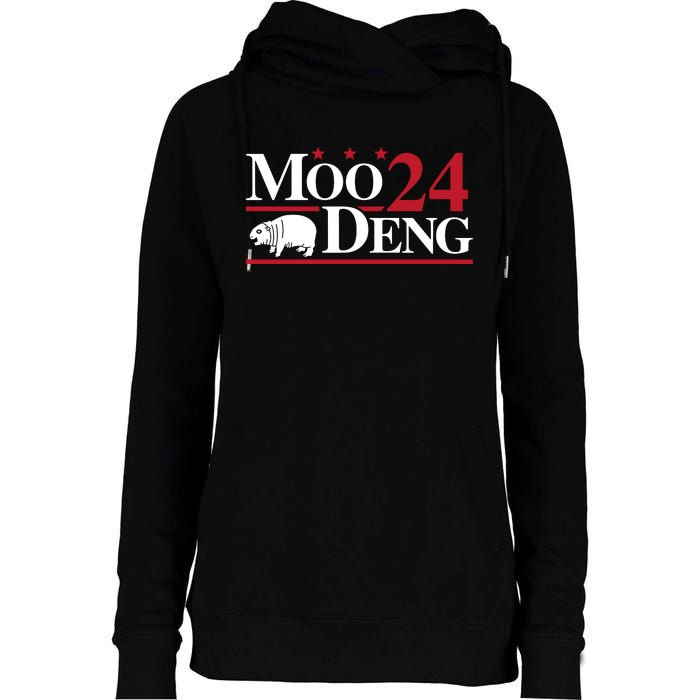 Moo Deng 2024 Womens Funnel Neck Pullover Hood