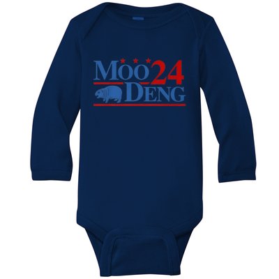 Moo Deng 2024 Moo Deng Moo Deng Cute Baby Hippo Baby Long Sleeve Bodysuit