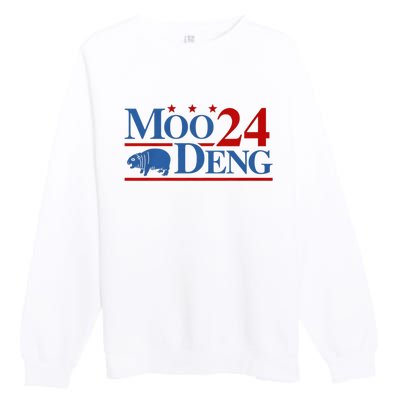 Moo Deng 2024 Moo Deng Moo Deng Cute Baby Hippo Premium Crewneck Sweatshirt