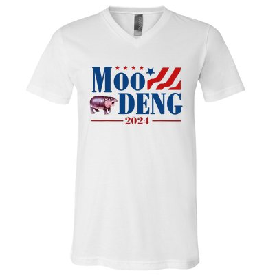 Moo Deng 2024 Moo Deng Moo Deng Cute Baby Hippo V-Neck T-Shirt