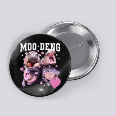 Moo Deng 2024 Cute Retro Heart Moo Deng 2024 Button