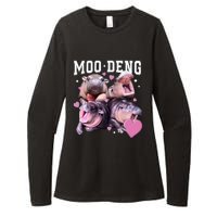 Moo Deng 2024 Cute Retro Heart Moo Deng 2024 Womens CVC Long Sleeve Shirt