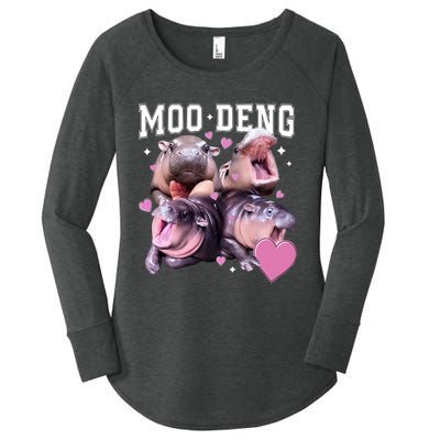 Moo Deng 2024 Cute Retro Heart Moo Deng 2024 Women's Perfect Tri Tunic Long Sleeve Shirt