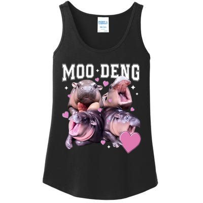 Moo Deng 2024 Cute Retro Heart Moo Deng 2024 Ladies Essential Tank