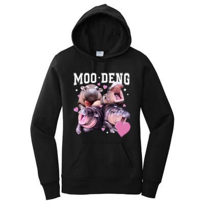 Moo Deng 2024 Cute Retro Heart Moo Deng 2024 Women's Pullover Hoodie